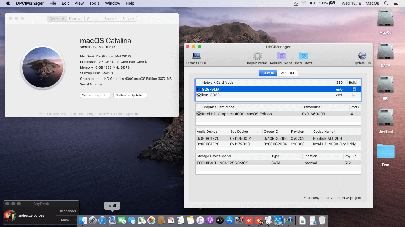 Success Hackintosh macOS Catalina 10.15.7 Build 19H15 in Toshiba Portege Z930